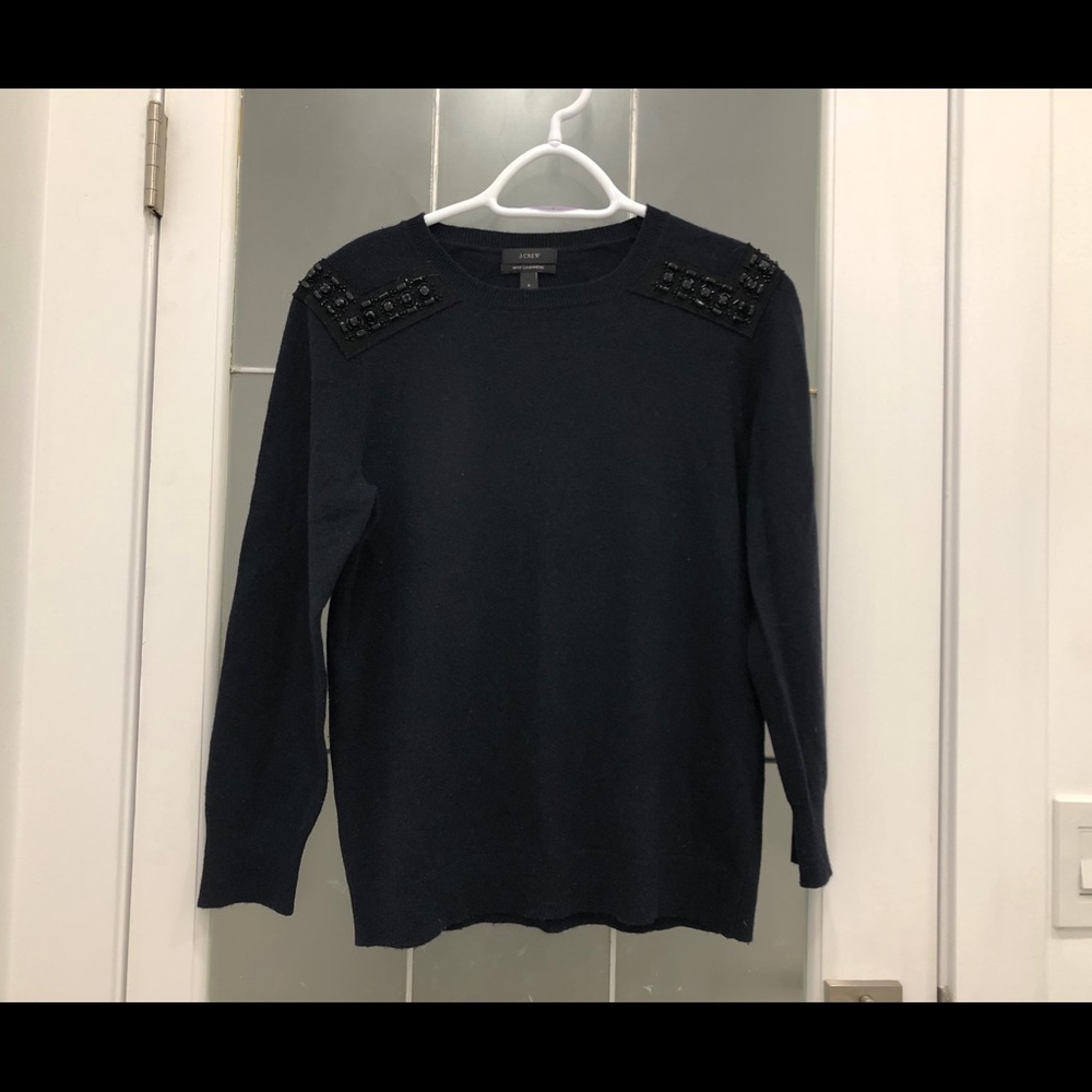 J. Crew Deep Navy Colour Cashmere/ Wool Sweater